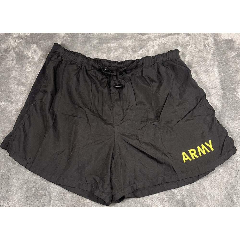US Military  APFU Shorts Army Black and Gold PT Physical Fitness Trunks: XLarge